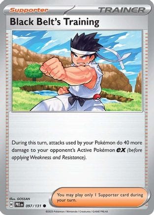 'Pokemon - 'Black Belt's Training 097/131  - Reverse Holofoil SV Prismatic Evolutions - Common