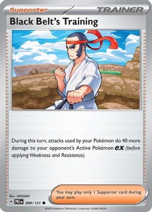 'Pokemon - 'Black Belt's Training 099/131  - Reverse Holofoil SV Prismatic Evolutions - Common