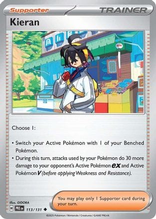 'Pokemon - 'Kieran 113/131  - Reverse Holofoil SV Prismatic Evolutions - Uncommon