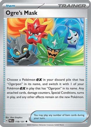 'Pokemon - 'Ogre's Mask 118/131  - Reverse Holofoil SV Prismatic Evolutions - Uncommon