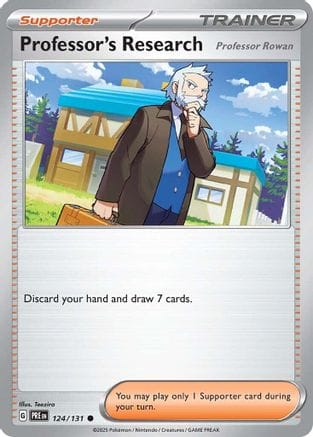 'Pokemon - 'Professor's Research [Professor Rowan] 124/131  - Reverse Holofoil SV Prismatic Evolutions - Common