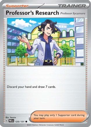 'Pokemon - 'Professor's Research [Professor Sycamore] 125/131  - Reverse Holofoil SV Prismatic Evolutions - Common
