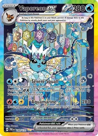 'Pokemon - 'Vaporeon ex 149/131  - Holofoil SV Prismatic Evolutions - Special Illustration Rare