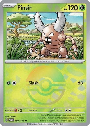 'Pokemon - 'Pinsir (Poke Ball Pattern) 003/131  - Holofoil SV Prismatic Evolutions - Common