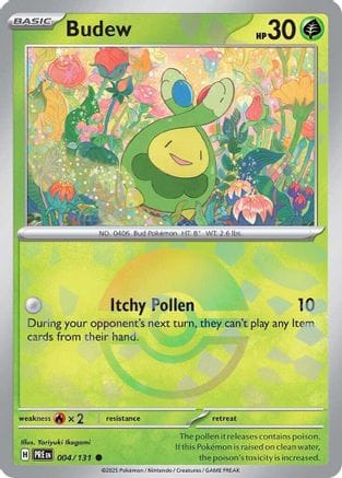 'Pokemon - 'Budew (Poke Ball Pattern) 004/131  - Holofoil SV Prismatic Evolutions - Common