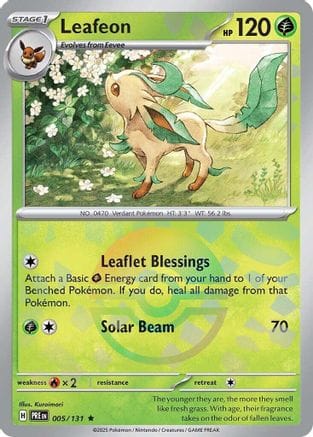 'Pokemon - 'Leafeon (Poke Ball Pattern) 005/131  - Holofoil SV Prismatic Evolutions - Rare