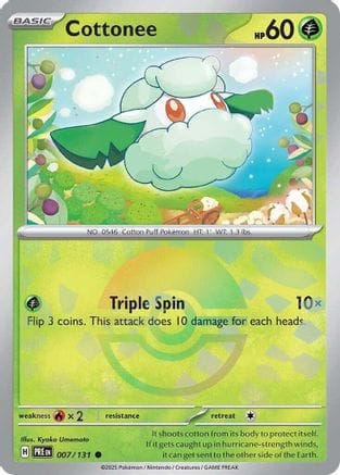 'Pokemon - 'Cottonee (Poke Ball Pattern) 007/131  - Holofoil SV Prismatic Evolutions - Common