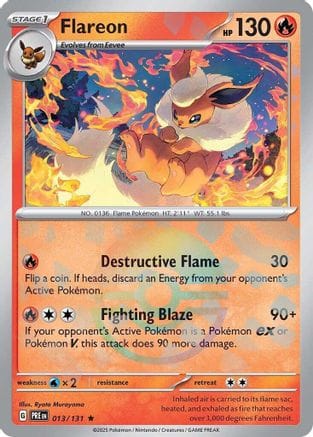 'Pokemon - 'Flareon (Poke Ball Pattern) 013/131  - Holofoil SV Prismatic Evolutions - Rare