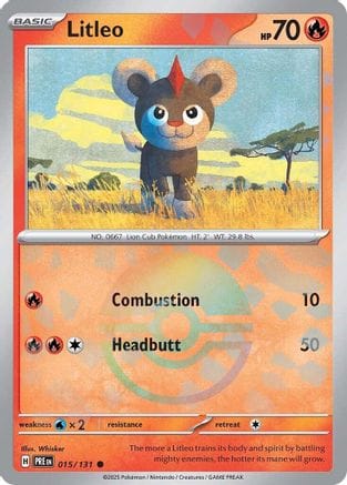 'Pokemon - 'Litleo (Poke Ball Pattern) 015/131  - Holofoil SV Prismatic Evolutions - Common