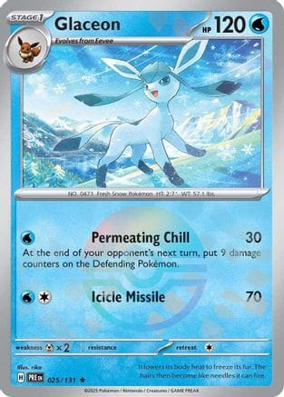 'Pokemon - 'Glaceon (Poke Ball Pattern) 025/131  - Holofoil SV Prismatic Evolutions - Rare