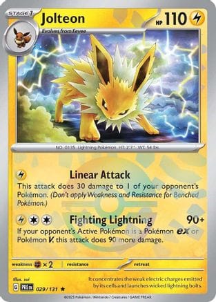 'Pokemon - 'Jolteon (Poke Ball Pattern) 029/131  - Holofoil SV Prismatic Evolutions - Rare