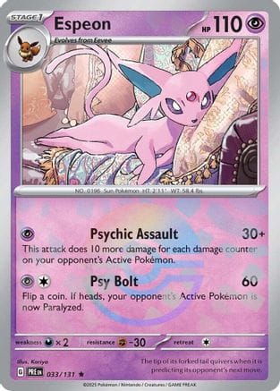 'Pokemon - 'Espeon (Poke Ball Pattern) 033/131  - Holofoil SV Prismatic Evolutions - Rare