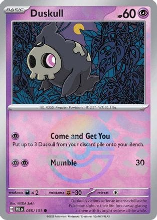 'Pokemon - 'Duskull (Poke Ball Pattern) 035/131  - Holofoil SV Prismatic Evolutions - Common