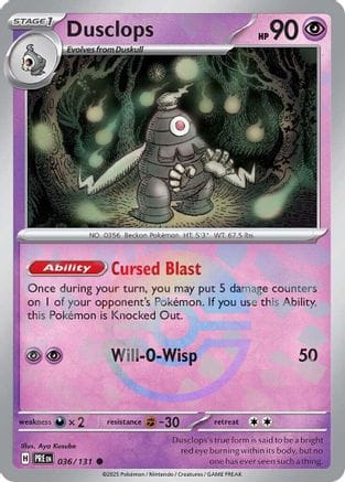 'Pokemon - 'Dusclops (Poke Ball Pattern) 036/131  - Holofoil SV Prismatic Evolutions - Common