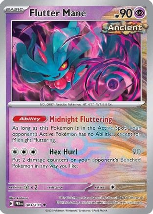 'Pokemon - 'Flutter Mane (Poke Ball Pattern) 043/131  - Holofoil SV Prismatic Evolutions - Rare