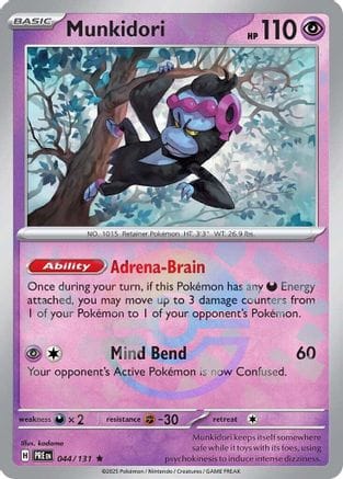'Pokemon - 'Munkidori (Poke Ball Pattern) 044/131  - Holofoil SV Prismatic Evolutions - Rare
