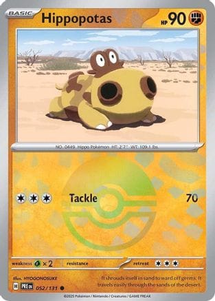 'Pokemon - 'Hippopotas (Poke Ball Pattern) 052/131  - Holofoil SV Prismatic Evolutions - Common