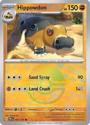 'Pokemon - 'Hippowdon (Poke Ball Pattern) 053/131  - Holofoil SV Prismatic Evolutions - Common