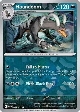 'Pokemon - 'Houndoom (Poke Ball Pattern) 063/131  - Holofoil SV Prismatic Evolutions - Common
