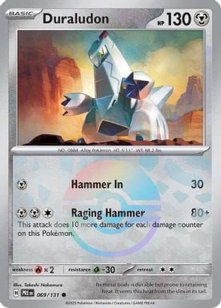 'Pokemon - 'Duraludon (Poke Ball Pattern) 069/131  - Holofoil SV Prismatic Evolutions - Common