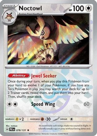 'Pokemon - 'Noctowl (Poke Ball Pattern) 078/131  - Holofoil SV Prismatic Evolutions - Rare