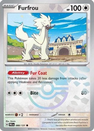 'Pokemon - 'Furfrou (Poke Ball Pattern) 088/131  - Holofoil SV Prismatic Evolutions - Common
