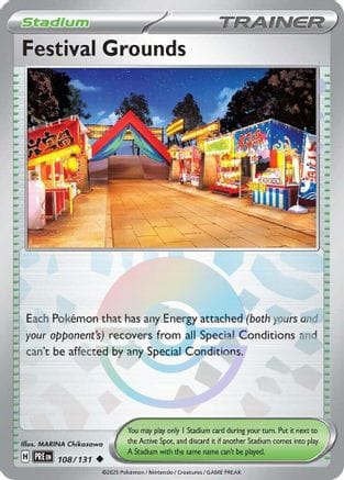 'Pokemon - 'Festival Grounds (Poke Ball Pattern) 108/131  - Holofoil SV Prismatic Evolutions - Uncommon