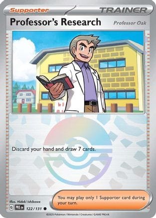 'Pokemon - 'Professor's Research [Professor Oak] (Poke Ball Pattern) 122/131  - Holofoil SV Prismatic Evolutions - Common