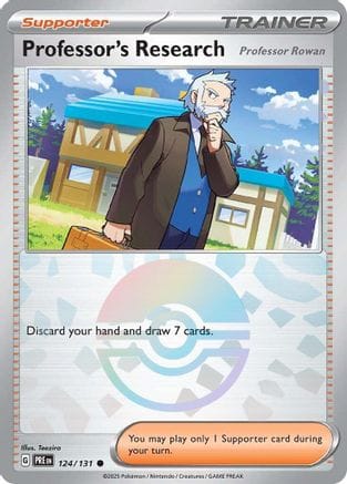 'Pokemon - 'Professor's Research [Professor Rowan] (Poke Ball Pattern) 124/131  - Holofoil SV Prismatic Evolutions - Common