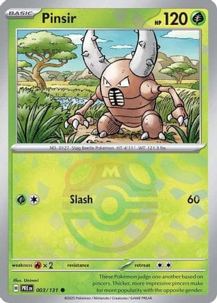 'Pokemon - 'Pinsir (Master Ball Pattern) 003/131  - Holofoil SV Prismatic Evolutions - Common
