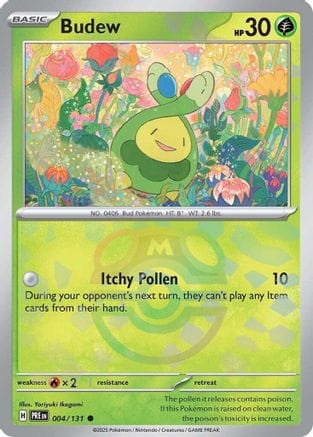 'Pokemon - 'Budew (Master Ball Pattern) 004/131  - Holofoil SV Prismatic Evolutions - Common
