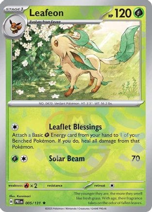 'Pokemon - 'Leafeon (Master Ball Pattern) 005/131  - Holofoil SV Prismatic Evolutions - Rare