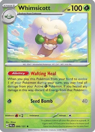 'Pokemon - 'Whimsicott (Master Ball Pattern) 008/131  - Holofoil SV Prismatic Evolutions - Rare