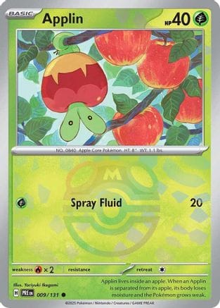 'Pokemon - 'Applin (Master Ball Pattern) 009/131  - Holofoil SV Prismatic Evolutions - Common