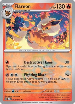 'Pokemon - 'Flareon (Master Ball Pattern) 013/131  - Holofoil SV Prismatic Evolutions - Rare