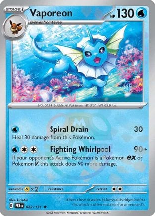 'Pokemon - 'Vaporeon (Master Ball Pattern) 022/131  - Holofoil SV Prismatic Evolutions - Rare