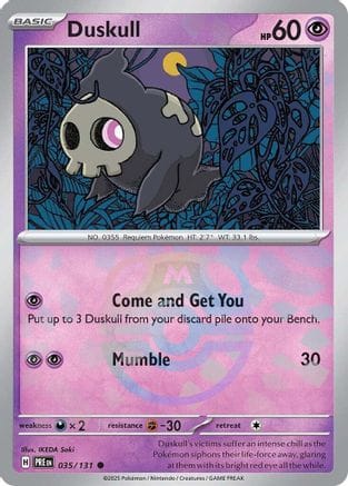 'Pokemon - 'Duskull (Master Ball Pattern) 035/131  - Holofoil SV Prismatic Evolutions - Common