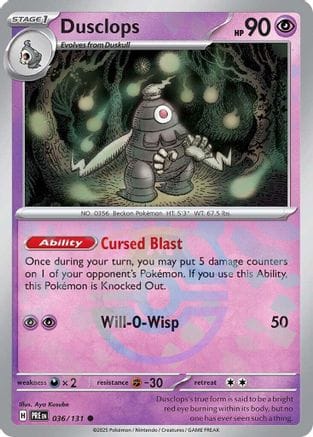 'Pokemon - 'Dusclops (Master Ball Pattern) 036/131  - Holofoil SV Prismatic Evolutions - Common