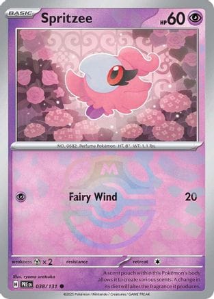 'Pokemon - 'Spritzee (Master Ball Pattern) 038/131  - Holofoil SV Prismatic Evolutions - Common