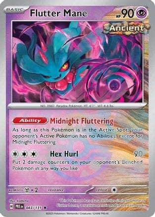 'Pokemon - 'Flutter Mane (Master Ball Pattern) 043/131  - Holofoil SV Prismatic Evolutions - Rare