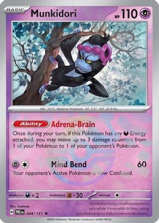 'Pokemon - 'Munkidori (Master Ball Pattern) 044/131  - Holofoil SV Prismatic Evolutions - Rare