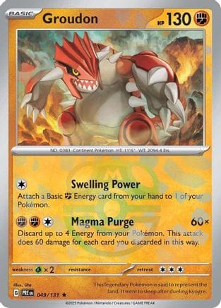 'Pokemon - 'Groudon (Master Ball Pattern) 049/131  - Holofoil SV Prismatic Evolutions - Rare