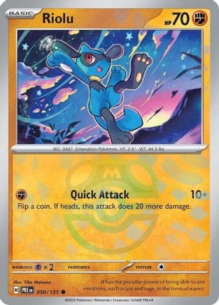 'Pokemon - 'Riolu (Master Ball Pattern) 050/131  - Holofoil SV Prismatic Evolutions - Common