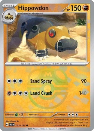 'Pokemon - 'Hippowdon (Master Ball Pattern) 053/131  - Holofoil SV Prismatic Evolutions - Common