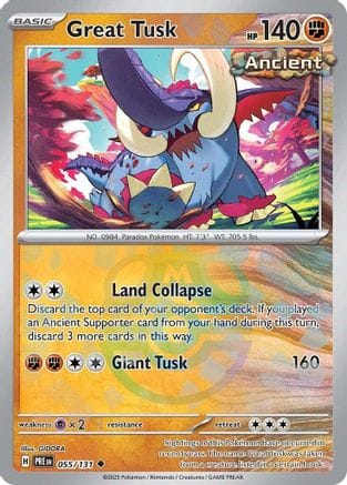 'Pokemon - 'Great Tusk (Master Ball Pattern) 055/131  - Holofoil SV Prismatic Evolutions - Uncommon