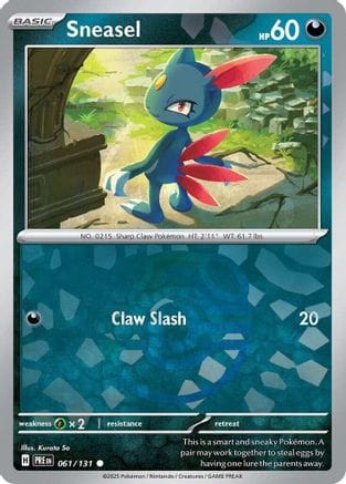 'Pokemon - 'Sneasel (Master Ball Pattern) 061/131  - Holofoil SV Prismatic Evolutions - Common