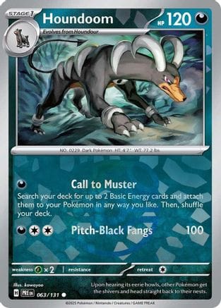 'Pokemon - 'Houndoom (Master Ball Pattern) 063/131  - Holofoil SV Prismatic Evolutions - Common