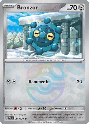 'Pokemon - 'Bronzor (Master Ball Pattern) 066/131  - Holofoil SV Prismatic Evolutions - Common