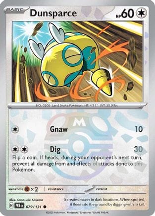 'Pokemon - 'Dunsparce (Master Ball Pattern) 079/131  - Holofoil SV Prismatic Evolutions - Common