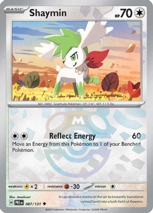 'Pokemon - 'Shaymin (Master Ball Pattern) 087/131  - Holofoil SV Prismatic Evolutions - Uncommon